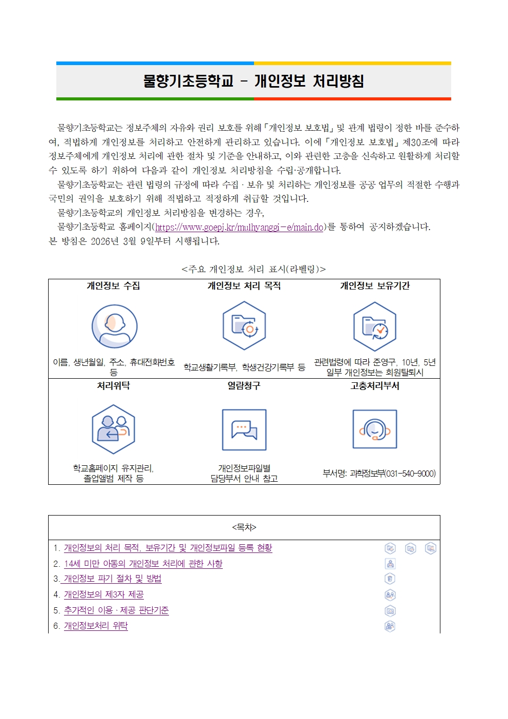 물향기초등학교 개인정보 처리방침001